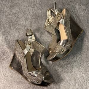 Guess Sparkly Metallic Platform Wedge Heels